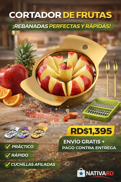 🍎🔪 Cortador de Frutas Premium Acero Inoxidable 304 – 8 Rebanadas Perfectas