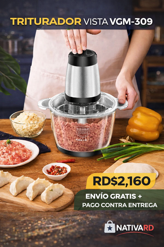 🍖⚡ Trituradora Eléctrica 500W – Picadora de Carne y Verduras con Bol de Acero Inoxidable 1.8L