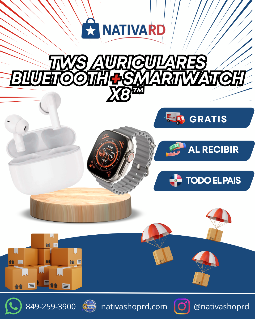🥇 SMARTWATCH X8 ULTRA + AIRPODS INCLUIDOS™– ELEGANCIA Y TECNOLOGÍA SIN LÍMITES