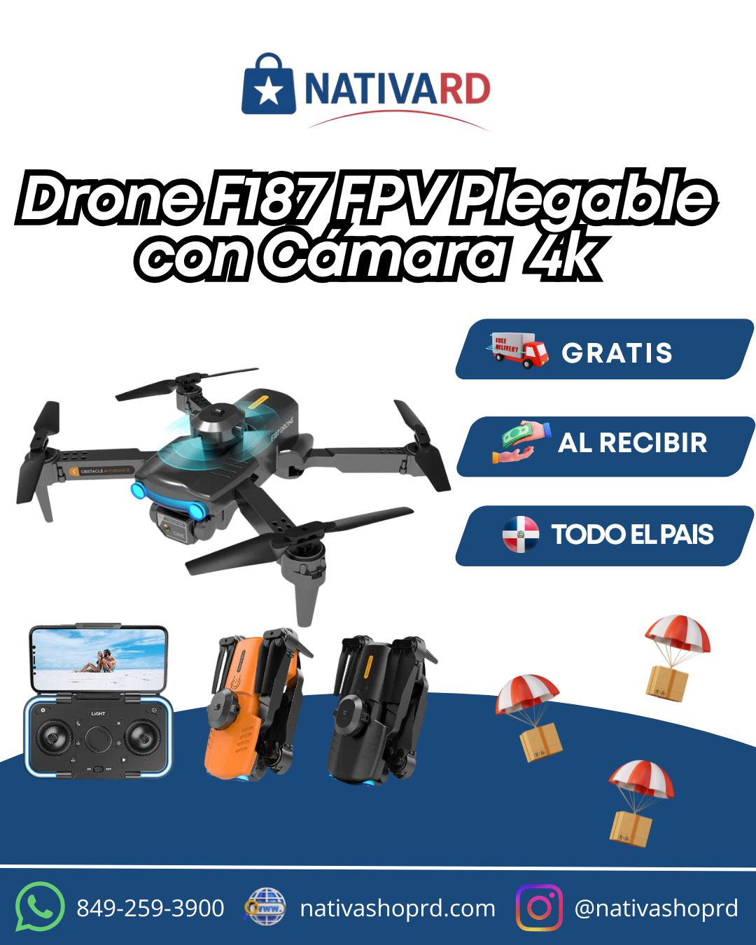 🚀✨ Vuela con libertad y captura cada detalle con el Drone F187 FPV™ 📸🎮