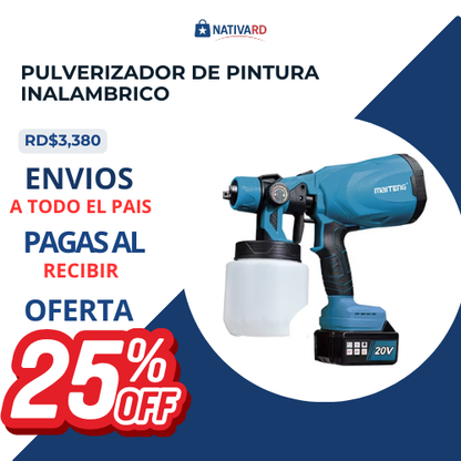 🎨⚡ PULVERIZADOR DE PINTURA INALÁMBRICO CON DOBLE BATERÍA™  (Pinta más rápido, sin cables y con acabado profesional)