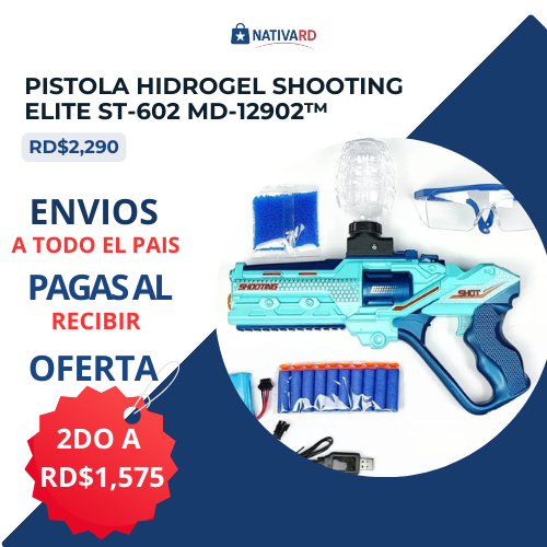 🔫🎯 Diversión extrema y segura al aire libre con el Lanzador PISTOLA HIDROGEL SHOOTING ELITE ST-602 MD-12902™ 🌿👨‍👩‍👧‍👦