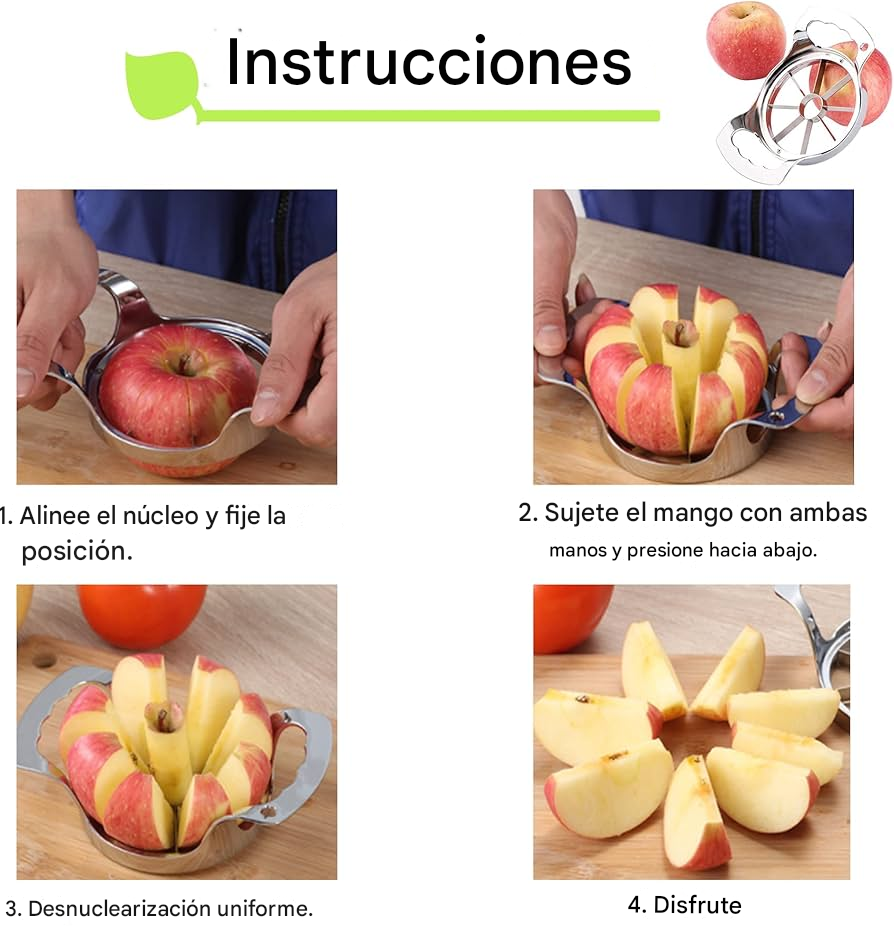 🍎🔪 Cortador de Frutas Premium Acero Inoxidable 304 – 8 Rebanadas Perfectas
